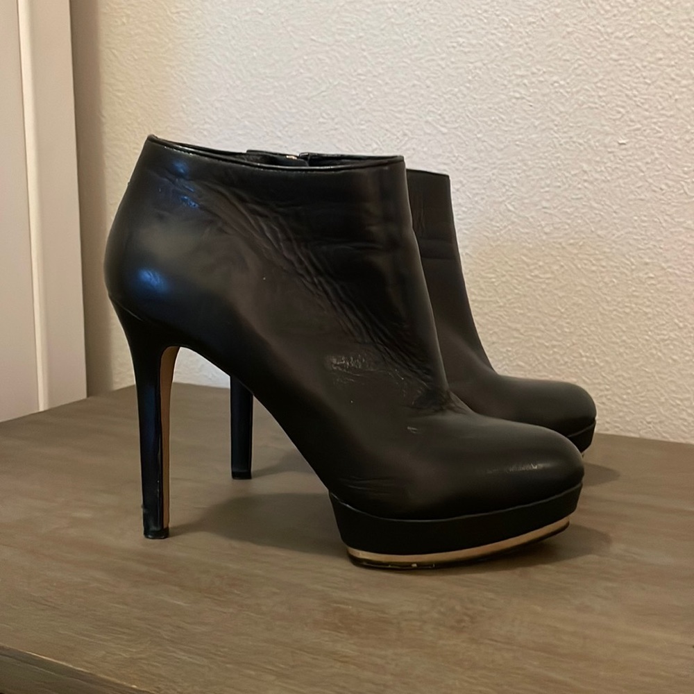 Vince Camuto Platform Booties with gold tone soles
